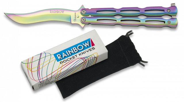 Butterfly Knives - Navaja Albainox Rainbow Mod1 (640x357), Png Download