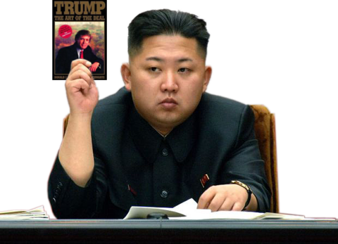 Kim Jong Un Reads Trump Art Of The Deal - Kim Jong Un Blue Eyes White Dragon (480x347), Png Download
