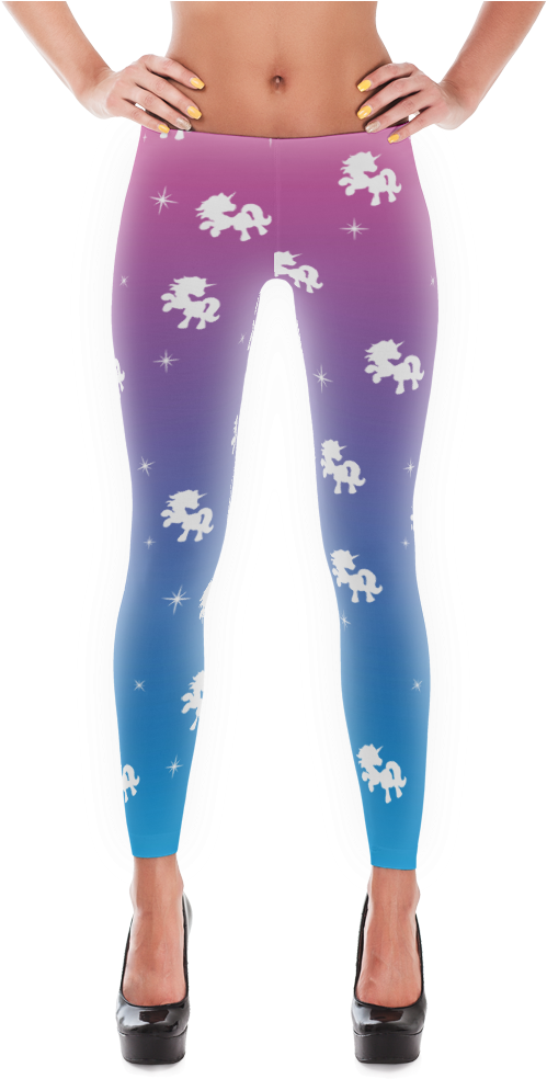 Unicorn Leggings Pink To Blue 01 01 Mockup Front White (1000x1000), Png Download