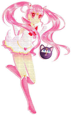 Sailor Moon Crystal Chibi Moon Chibiusa Black Lady - Illustration (320x400), Png Download