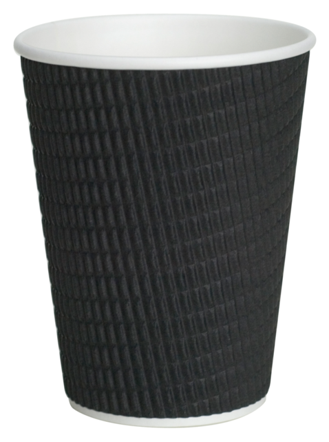 Ripple Cup, Paper, 360ml, 12oz, Black - Coffee Cup (640x640), Png Download