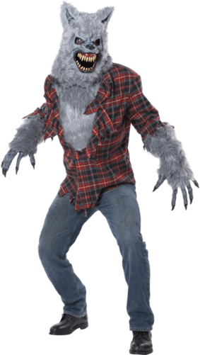 Grey Lycan Werewolf Costume With Mask - Lycan Costume (315x500), Png Download