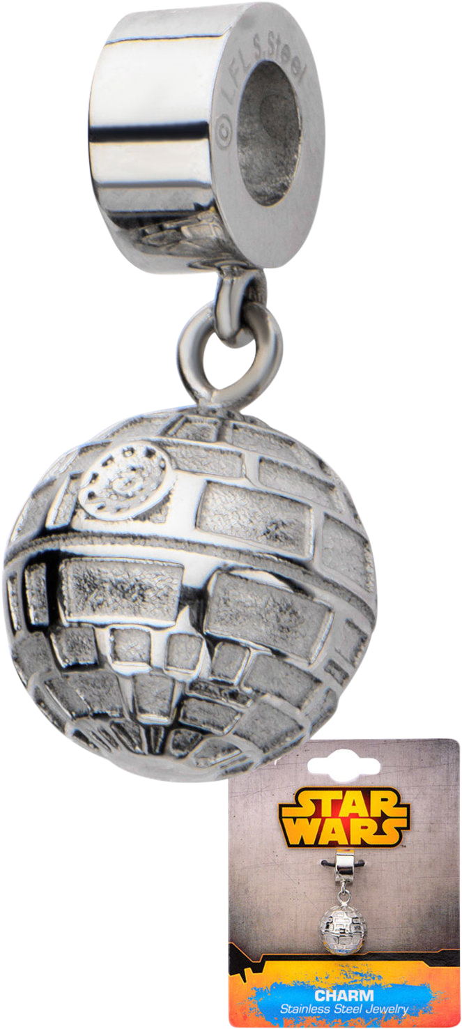 Star Wars Death Star Dangle Charm - Stainless Steel Star Wars Death Star Dangle Charm (967x1482), Png Download
