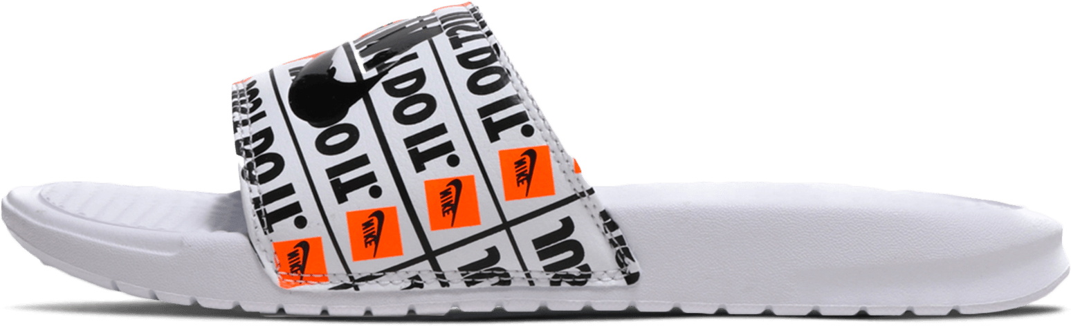 Benassi Just Do It Print White / Black - Nike Benassi Just Do It Print (2000x2000), Png Download