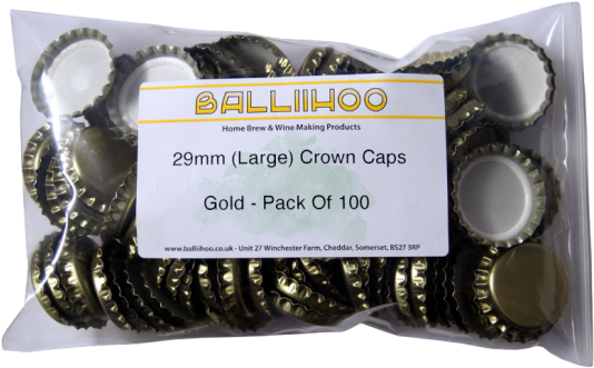29mm Crown Caps - Balliihoo Homebrew 29mm (large) Crown Caps - Gold - (550x550), Png Download