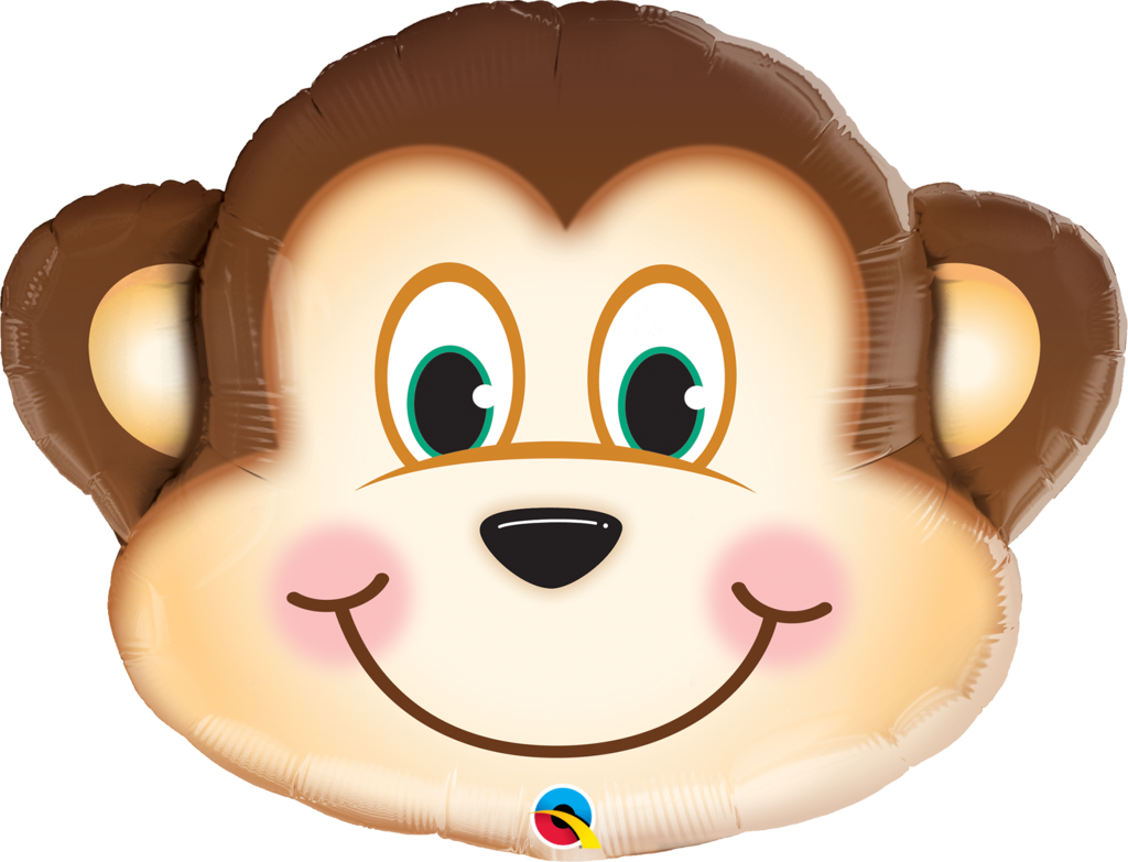 Monkey Face Jumbo Foil Balloon - Mischievous Monkey Balloon (1024x783), Png Download