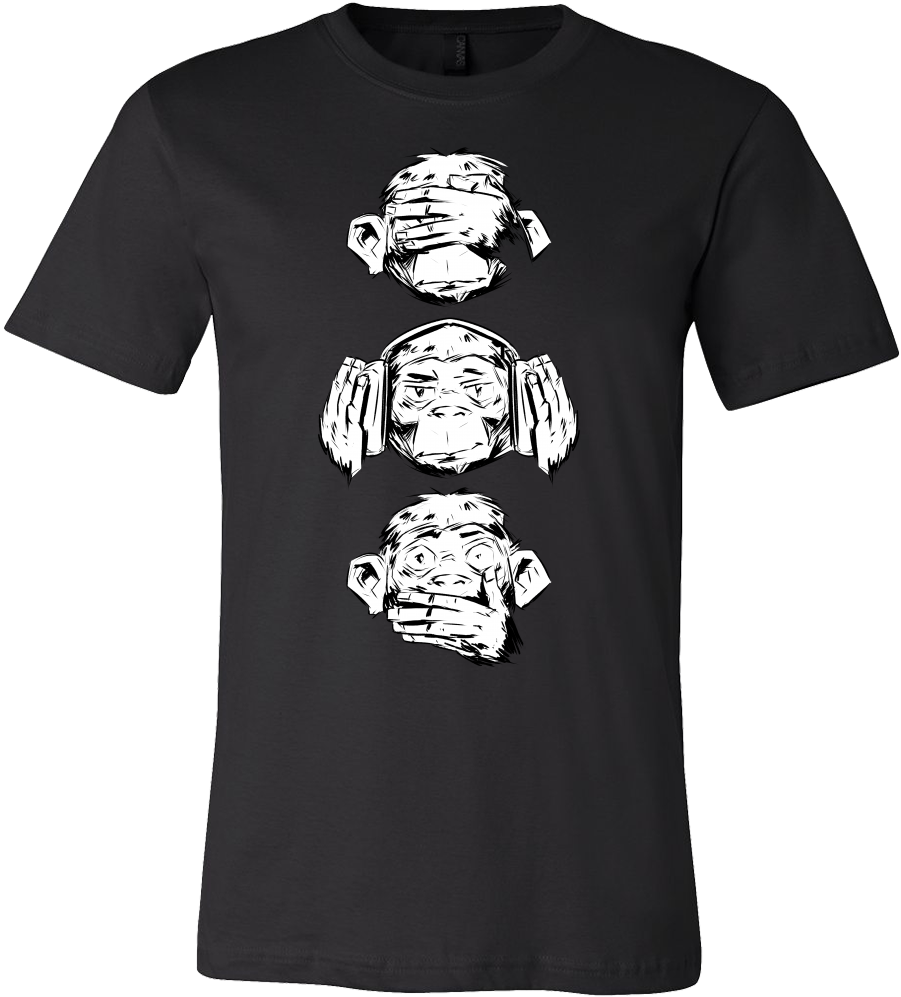 Three Wise Monkeys Design Monkey Face Tshirt - Green T Shirt (1000x1000), Png Download