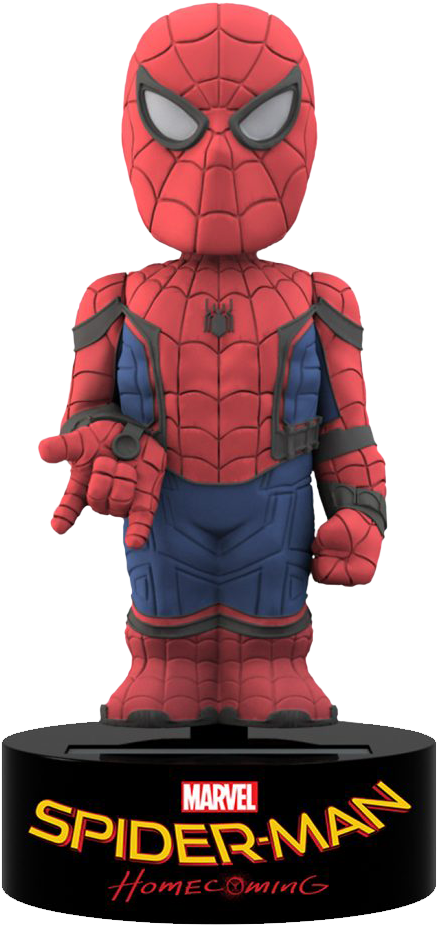 Spider Man 6” Solar Powered Body Knocker - Bobble Heads - Spider-man Homecoming Body Knocker Bobble-figure (515x952), Png Download