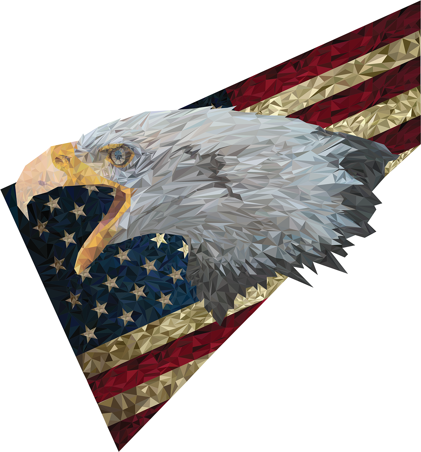 Low-poly American Eagle With U - Flag Of The United States (1400x1982), Png Download