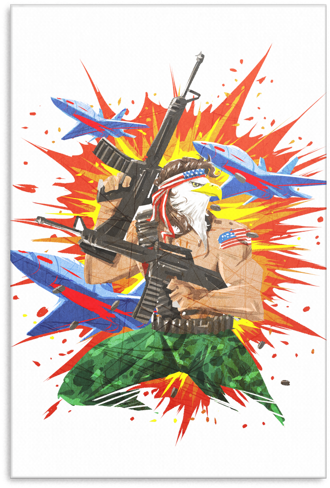 Eagle Mullet Guns And Fireworks Usa 4th Of July Freedom - Canvas Art Freedom (1024x1024), Png Download