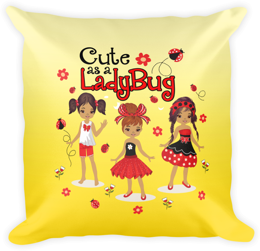 Cute As A Ladybug Square Pillow - Cushion (1000x1000), Png Download
