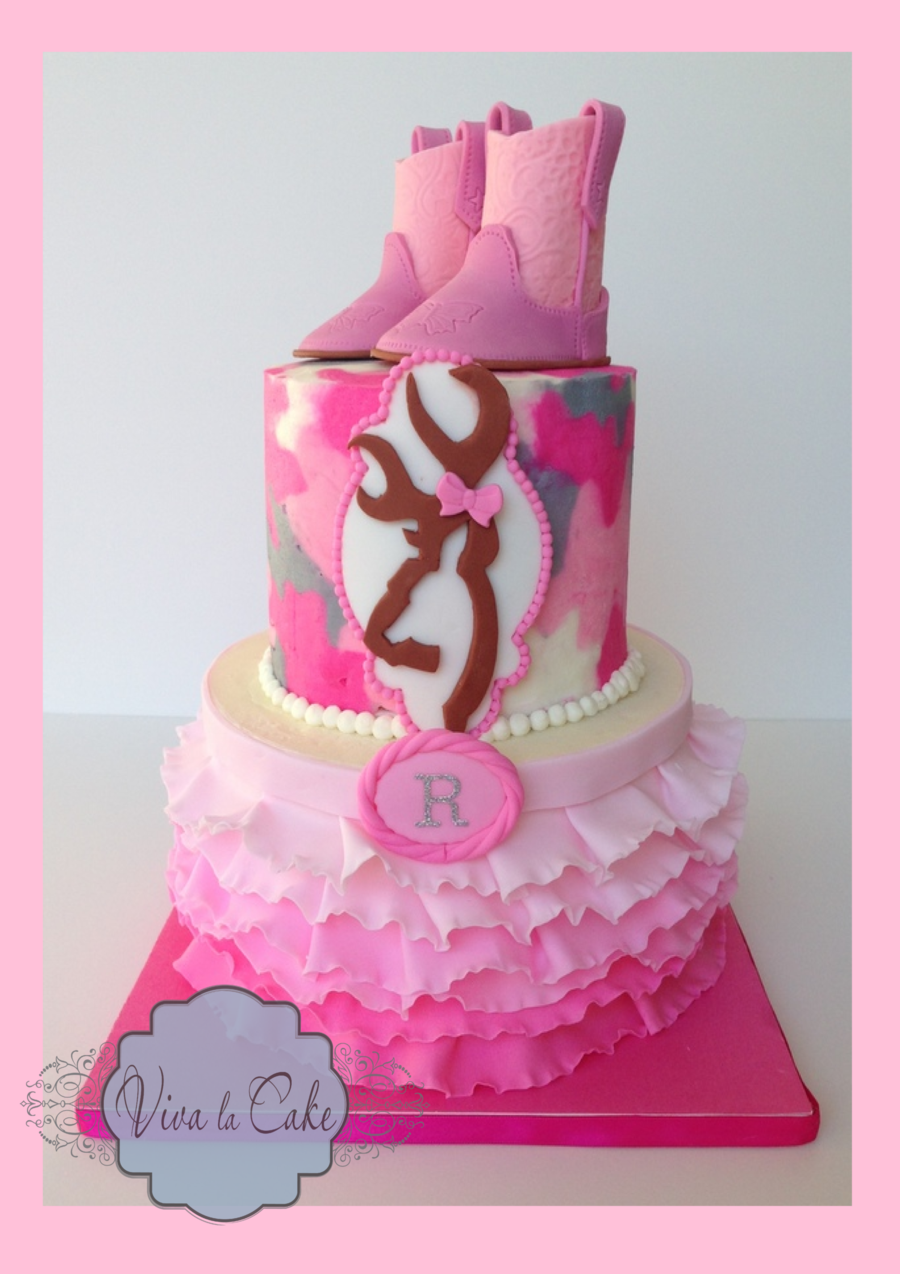 Pink Camouflage Baby Shower Cakes (900x1274), Png Download