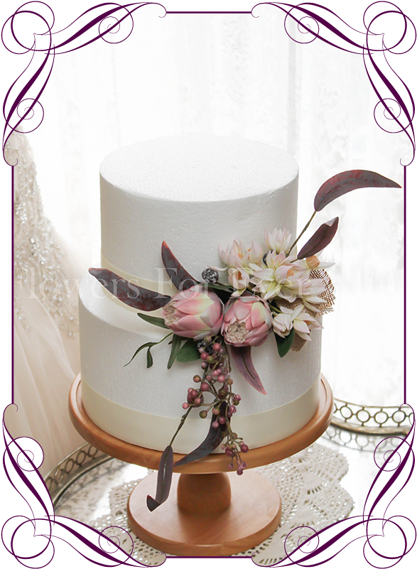 Protea Pink Native Cake Decoration Flowers For Ever - Flower Bouquet (608x822), Png Download