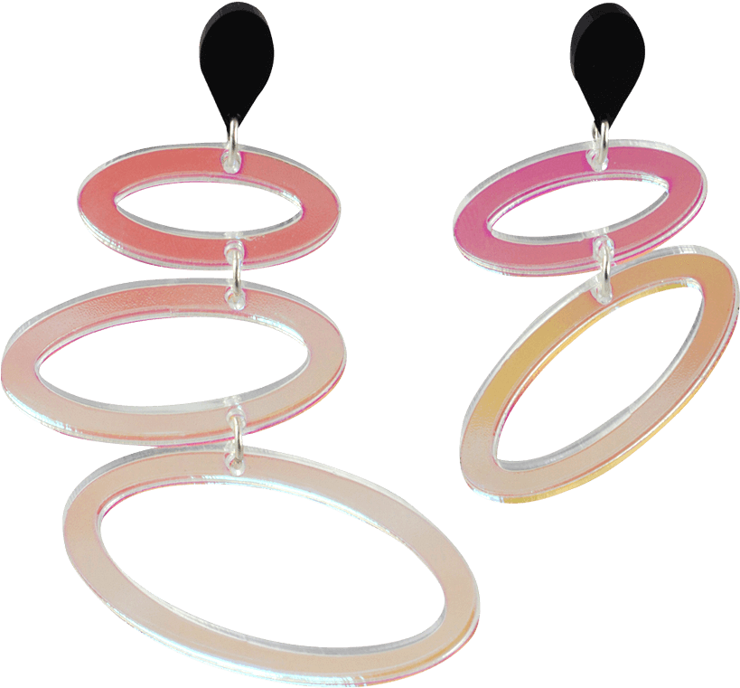Asymmetric Ellipses, Iridescent And Black - Black Independent Designer Earrings (1000x1000), Png Download