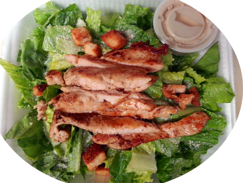 Caesar Salad With Grilled Chicken - Caesar Salad (500x378), Png Download