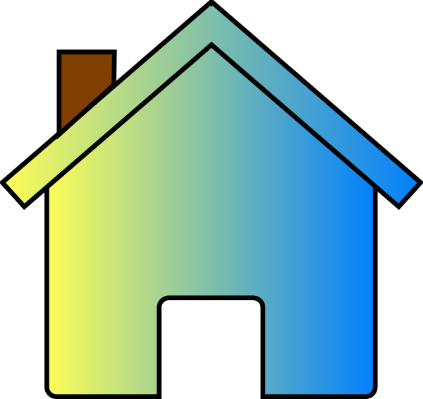 Yellow Blue Fade House 2 Clip Art At Clker - House Clipart (600x565), Png Download