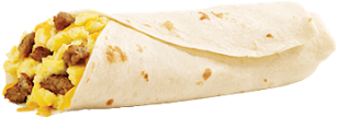 Egg And Sausage Breakfast Burrito With Apple Slices - Breakfast Burrito (356x400), Png Download