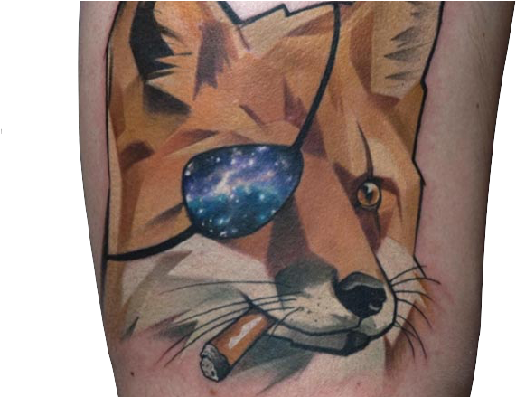Geometric Fox Eyepatch Tattoo - Metal Gear Fox Tattoo (635x438), Png Download