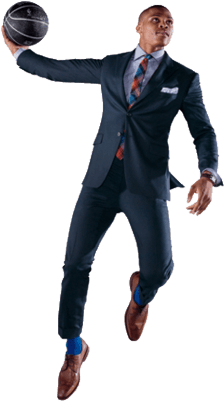 Russell Westbrook Suit - Russell Westbrook Dunking White Background (400x400), Png Download