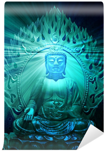 Buddha Religious Illustration With Glowing Light Halo - Buddha Tooth Relic Temple (400x400), Png Download