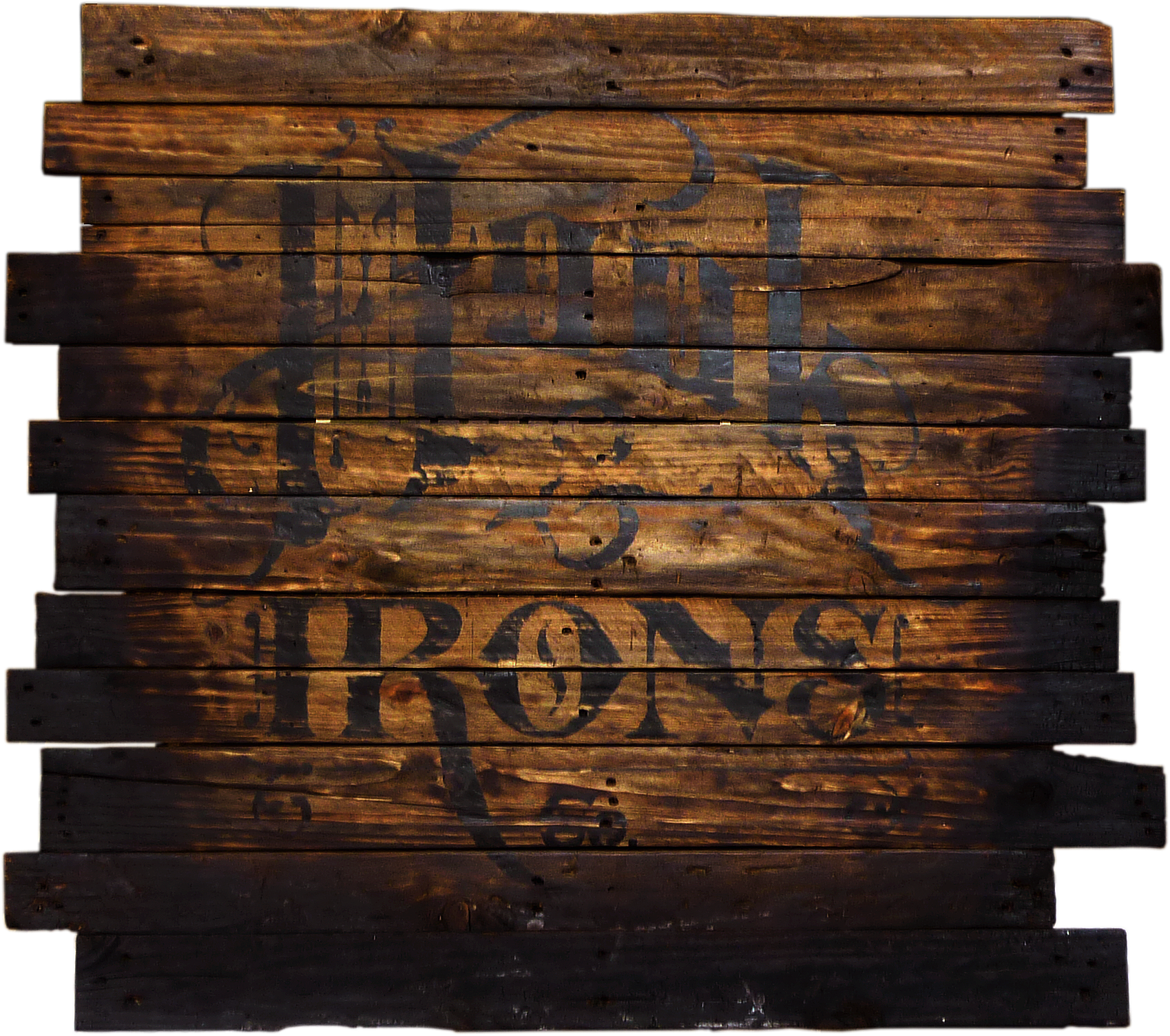 Hook & Irons Typeography Hand Painted On A Pallet Wood - Pallet (1699x1505), Png Download