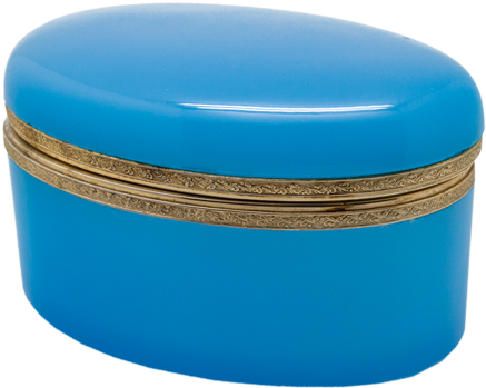 Vintage Large Oval Blue Opaline Glass Box - Opaline Glass (800x800), Png Download