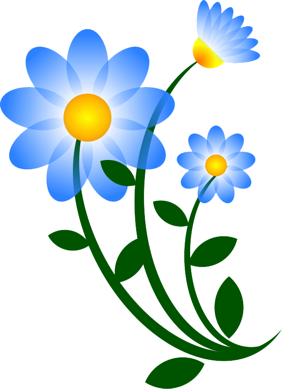 Blue Floral Clip Art, Children Watercolor Flower, Floral - Flowers Clip Art Vector (582x800), Png Download