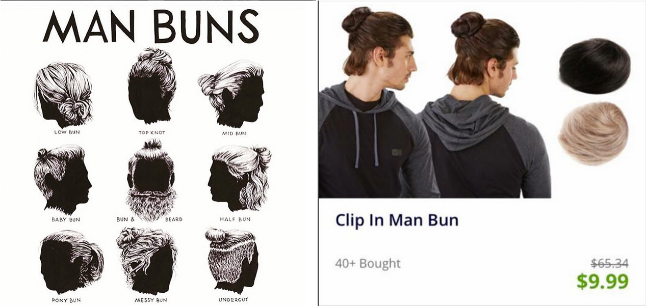 There Are Instagram Accounts Dedicated To Men With - Clip On Man Bun (1280x720), Png Download