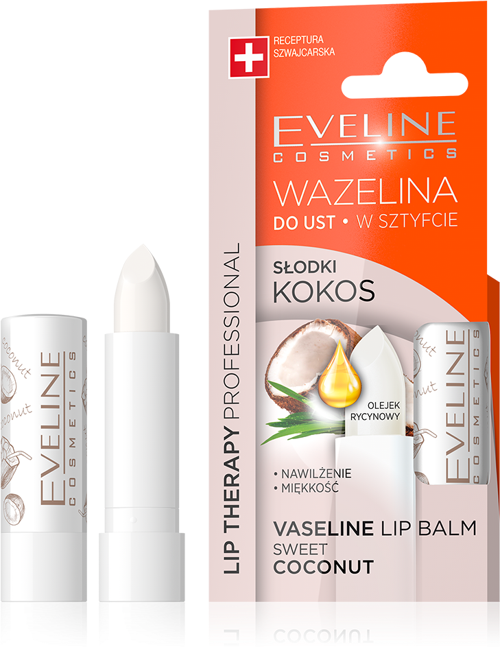 Coconut Vaseline Lipstick Balm - Eveline Balzam Za Usne (1306x1000), Png Download