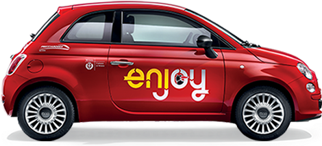 Le Fiat 500con Il Logo Enjoy Che Presto Circoleranno - Fiat 500 (500x285), Png Download