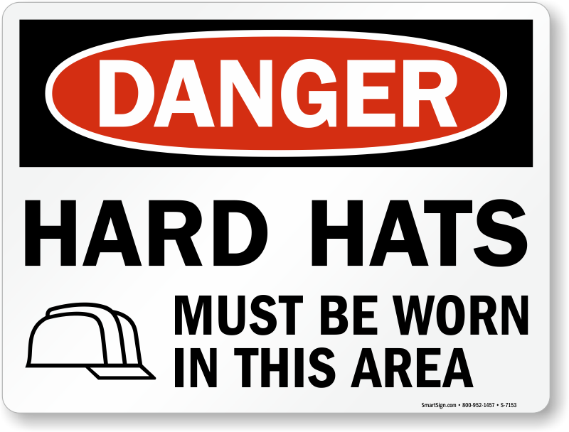 Wear Hard Hat Sign S 7153 - Danger Restricted Area Sign (800x608), Png Download