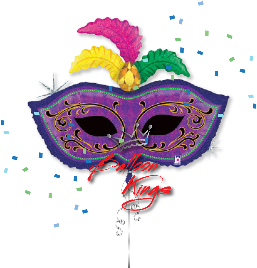 Mardi Gras Feather Mask - Mardi Gras Balloon Bouquet (1024x1024), Png Download