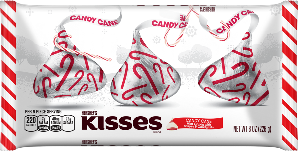 Kisses Candy Cane Chocolate (1000x1000), Png Download