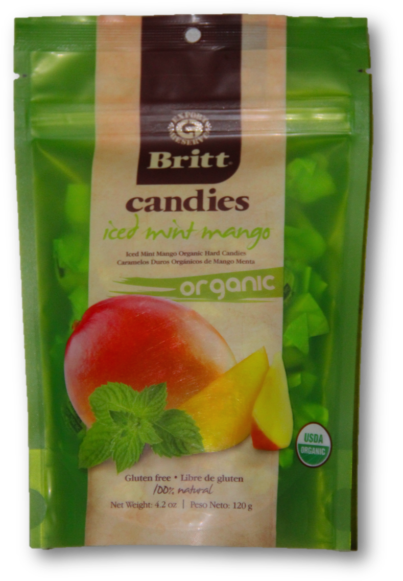 Iced Mint Mango Organic Candy - Café Britt (1097x1597), Png Download