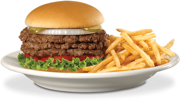 Triple Steakburger™ 'n Fries - Hamburger (700x350), Png Download
