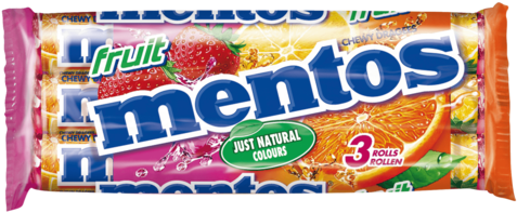 Mentos Chewy Dragees Fruit 8 X 38g - Gunz Mentos Mint Chewy Candies 38 G 3-pieces (480x480), Png Download