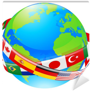 A Earth Globe With Flags Of Countries Wall Mural • - Israel In World Relations (400x400), Png Download