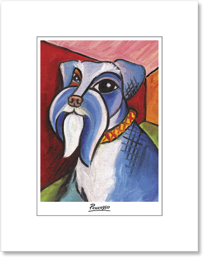 Schnauzer Pawcasso Matted Print - Schnauzer - Pawcasso - Key Chain (550x550), Png Download