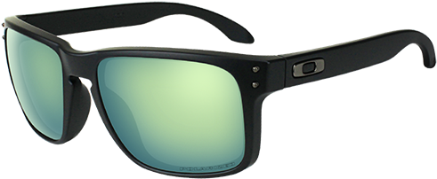 Oakley Oo9102 50 Holbrook Matte Black Emerald Polarised - Sunglasses (500x300), Png Download