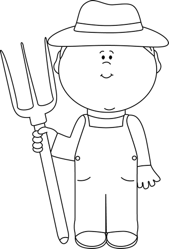 Farm Clipart Black And White Many Interesting Cliparts - Farmer Black And White Clip Art (340x500), Png Download