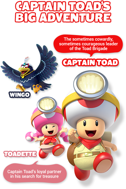 Captain Toad And Toadette's Search For Treasure Leads - T-shirt Resa Captain Toad Treasure Tracker Taille L (414x617), Png Download