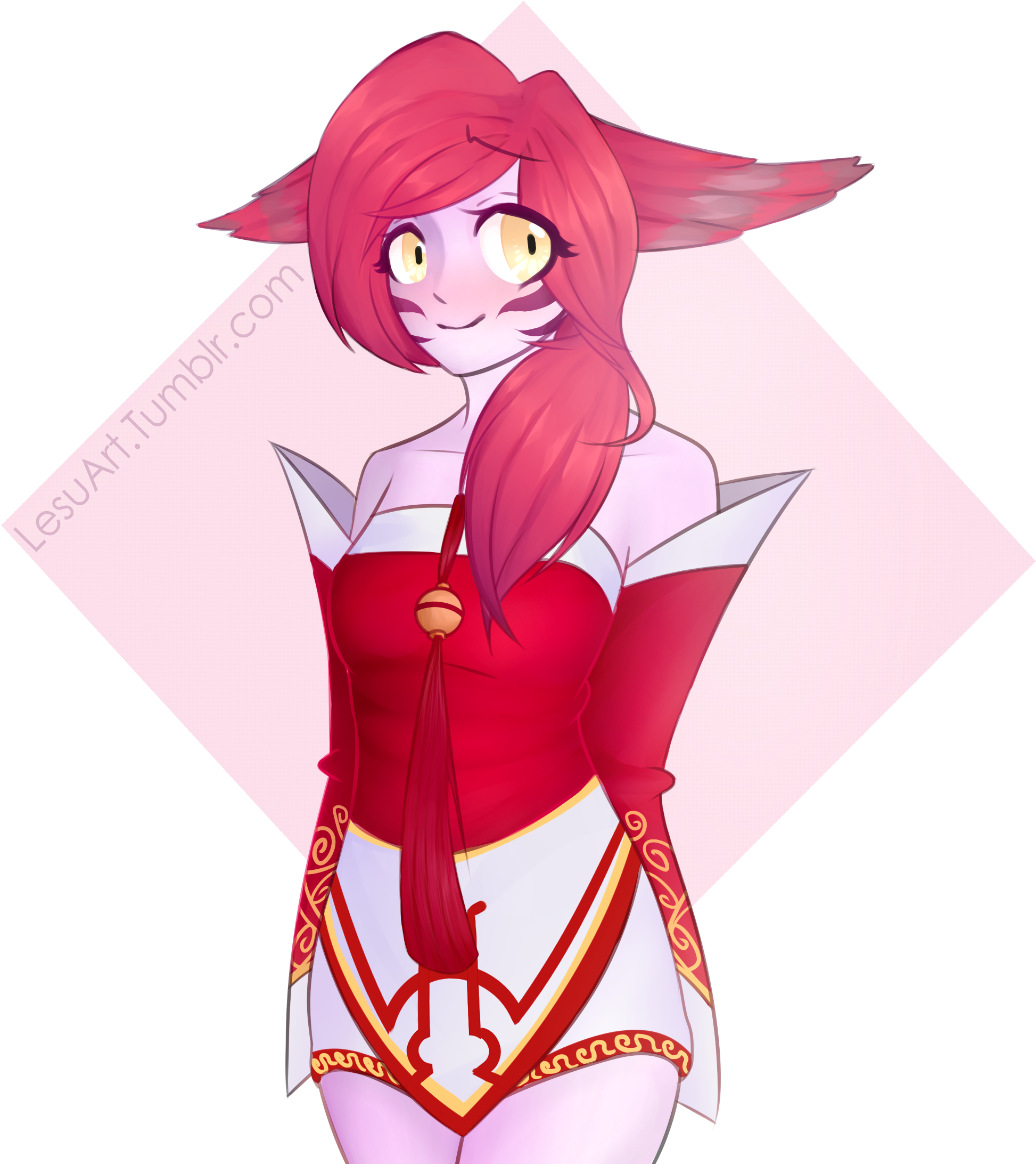 Xayah In Ahri Costume By Lesuart Hd Wallpaper Fan Art - Lol Xayah X Ahri (2000x2350), Png Download