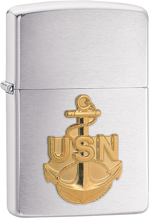 #280anc Br Chr Navy Anchor - Usn Zippo (535x758), Png Download