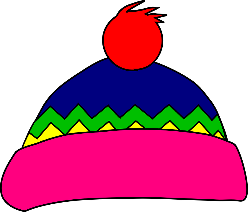 Hat Wool Winter Warm Pink Blue Red Green Yellow - Winter Hat Clipart (840x720), Png Download