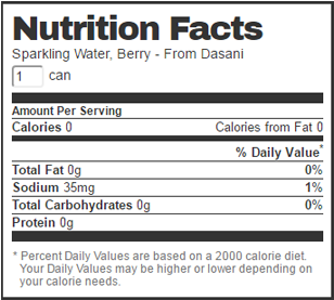 Dasani Water Bottle Nutrition Facts - Arizona Sweet Tea Nutrition Facts (307x467), Png Download