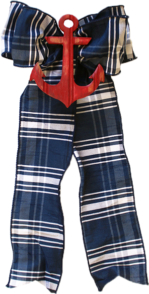 Navy & White Plaid With Red Anchor - The Festive Home (600x600), Png Download