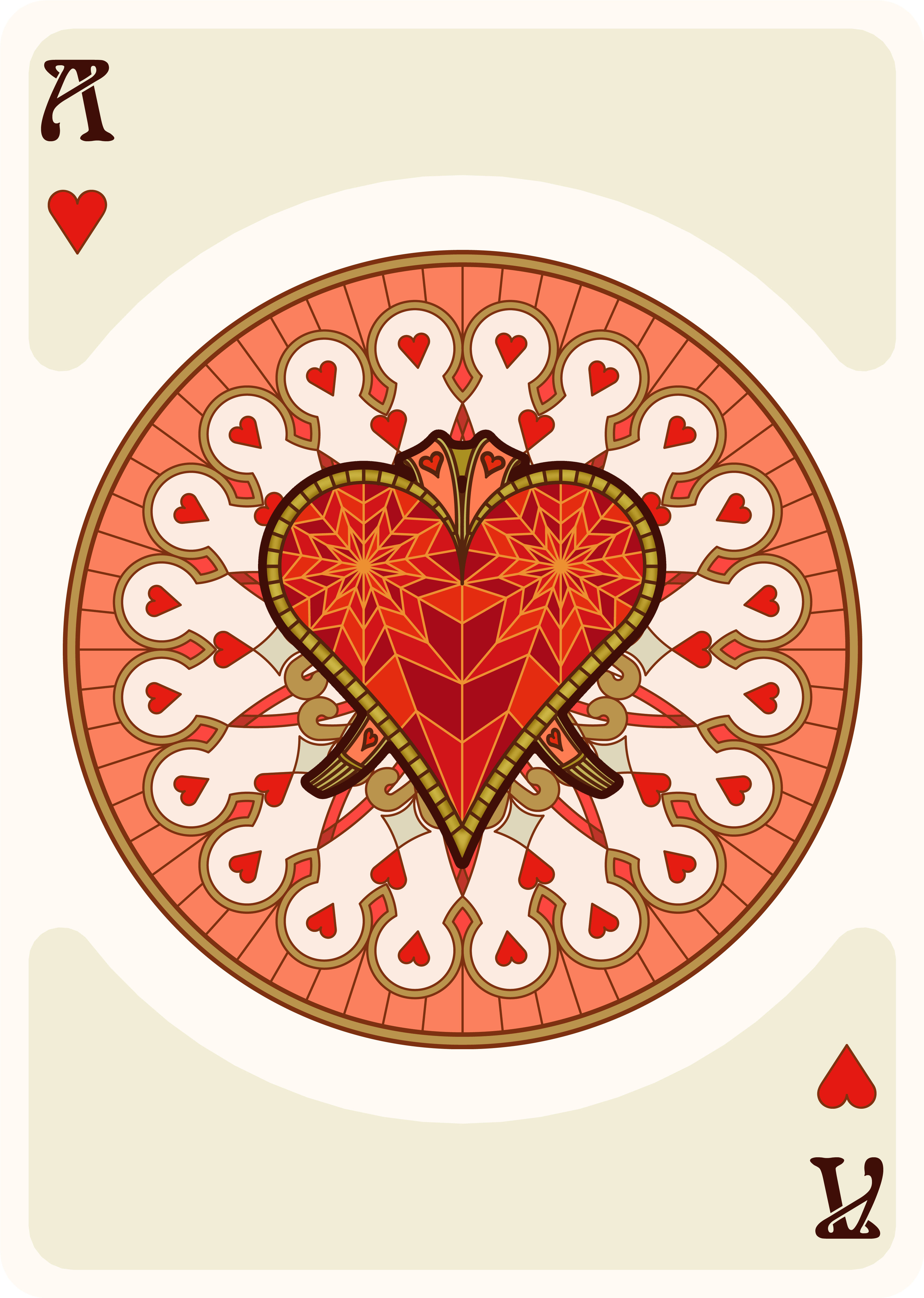 Nouveau Playing Cards Ace Of Hearts - Playing Card (3776x5152), Png Download