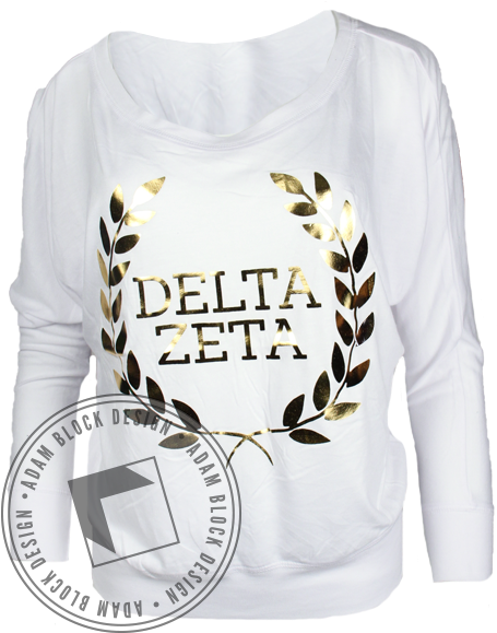 Delta Zeta Laurel Wreath Long Sleeve - Long-sleeved T-shirt (464x585), Png Download