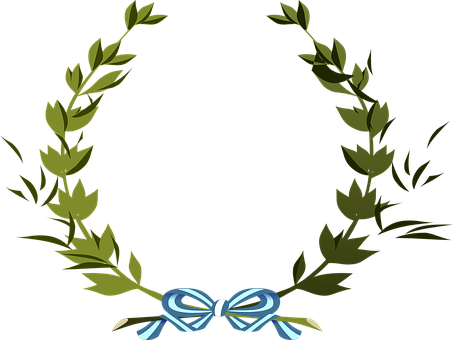 Green Wreath Ribbon Roman Laurel Victory W - Lambang Bunga Png (453x340), Png Download