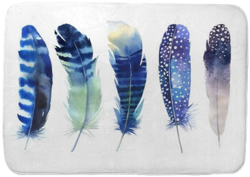 Hand Drawn Watercolor Feather Set - Watercolor Png Feathers Blue (400x400), Png Download